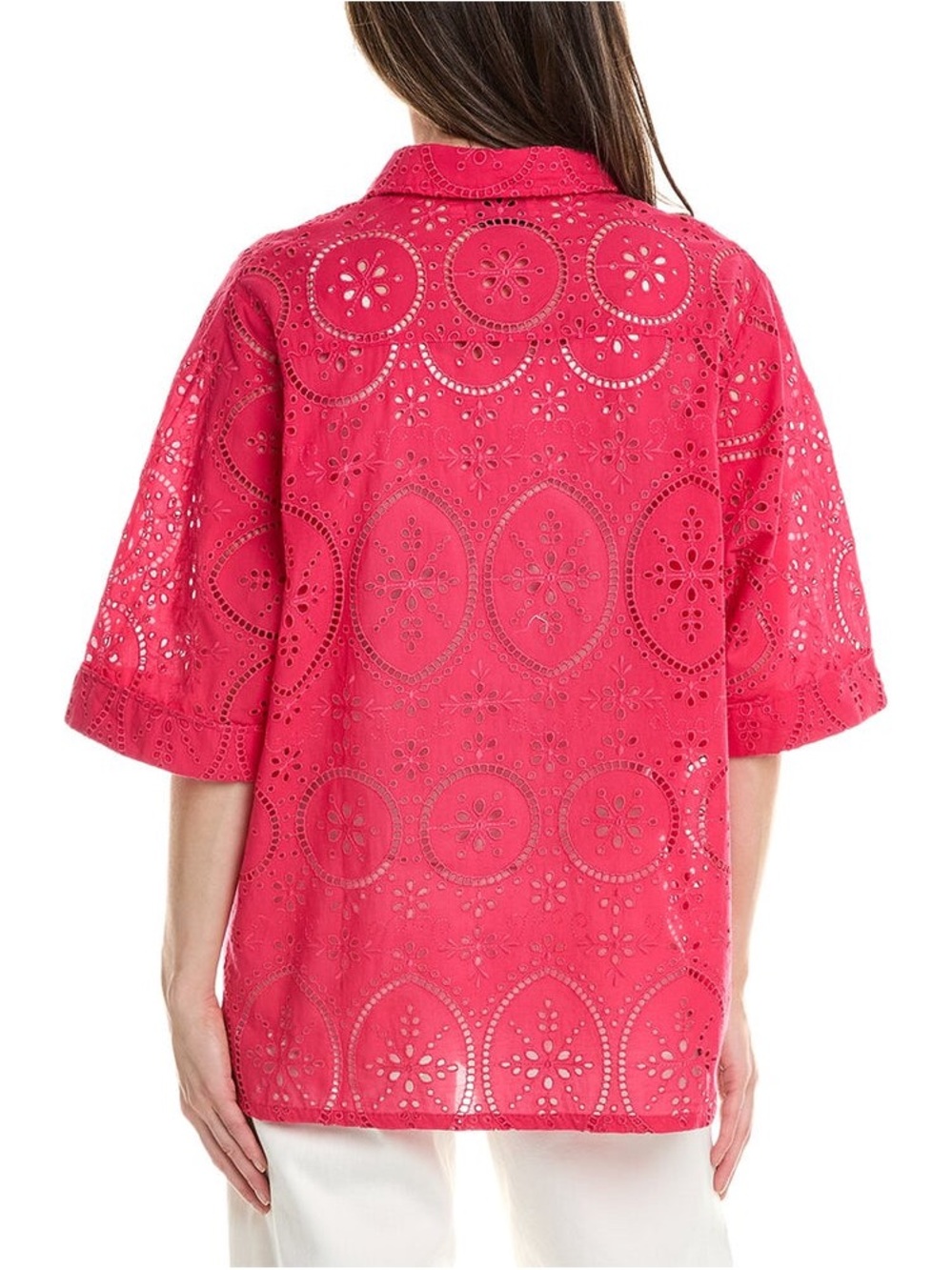 Charo Ruiz Isma Broderie Anglaise Cotton-blend Shirt In Fuchsia - Picture 2 of 2